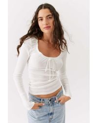 Urban Outfitters Uo Pretty As A Portrait Long Sleeve Top - White