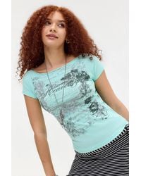 Urban Outfitters - Uo Heavenly Hotfix Slash Neck T-shirt - Lyst