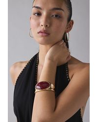 Urban Outfitters - Stone Inset Metal Bangle Bracelet - Lyst