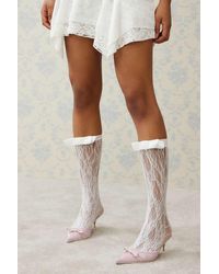 Out From Under - Bow Lace Knee High Socks - Lyst