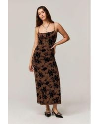 Motel - Chocolate Darsih Flocked Maxi Dress - Lyst