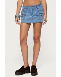Edikted - Lury Denim Mini Skort - Lyst