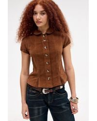 Silence + Noise - Silence + Noise Lyn Corduroy Pea Jacket Blouse - Lyst