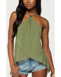 Edikted - Chiffon Split Open Back Halter Top - Lyst