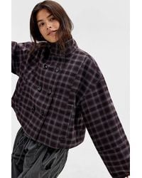 Daisy Street - Toffee Check Pea Coat Jacket Xs At Urban Outfitters - Lyst
