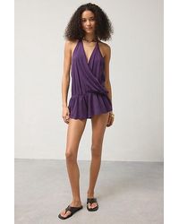 Out From Under - Summer Love Plunging Halter Romper - Lyst