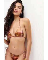 Out From Under - Check Reversible Triangle Bikini Top Xs At Urban Outfitters - Lyst