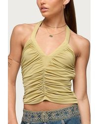Edikted - Jackey Ruched V Neck Halter Top - Lyst