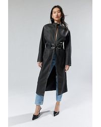 Silence + Noise - Riley Faux Leather Moto Trench Coat Jacket - Lyst