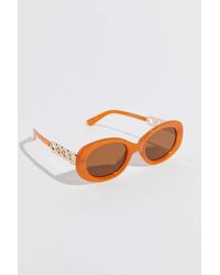Urban Outfitters Jasmin Chained Oval Sunglasses - Orange