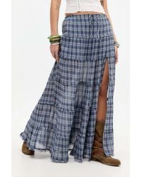 Urban Outfitters - Uo Sadie Check Prairie Maxi Skirt - Lyst