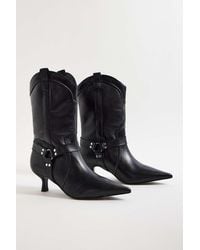 Urban Outfitters - Uo Black Harness Pointed Leather Boots - Lyst