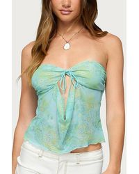 Edikted - Printed Mesh Strapless Cut Out Top - Lyst
