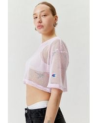 Champion - Uo Exclusive Mesh Cropped Tee Top - Lyst