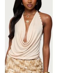 Edikted - Irina Stud Cowl Neck Halter Top - Lyst