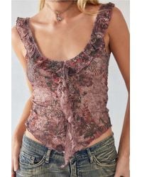 Urban Outfitters - Uo - camisole "nyra" aus spitze mit print - Lyst