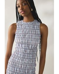 Daisy Street Shirred Drop Waist Maxi Dress in Blue | Lyst