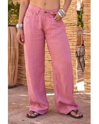 BDG - Pink Kayla Stripe Linen Trousers - Lyst