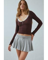 Out From Under - Diana Layering Lace-Trim Henley Top - Lyst