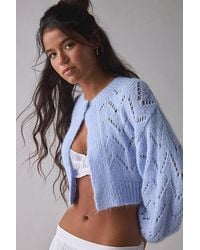 Kimchi Blue - Pointelle Knit Tie-Back Cropped Shrug Cardigan - Lyst
