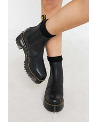 dr martens rometty black leather chunky heeled chelsea boots