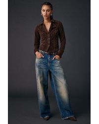 BDG - Sabrina Faux Suede Long Sleeve Slim Button-Up Shirt - Lyst