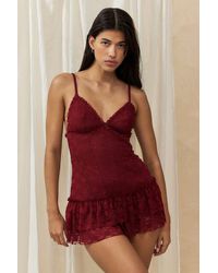 Out From Under - Ruffle Y2k Sheer Lace Babydoll Dress - Lyst