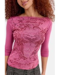 Kimchi Blue - Gothic Heart 3/4 Sleeve Graphic Tee - Lyst