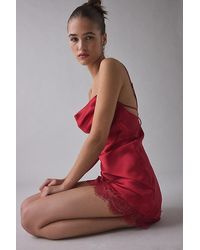 Out From Under - Goodnight Kiss Lace Trim Cowl Neck Satin Slip - Lyst