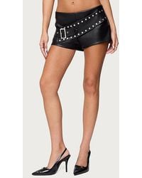 Edikted - Studded Belt Faux Leather Micro Shorts - Lyst