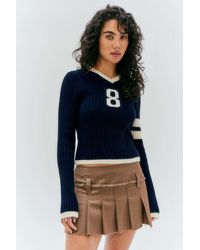 Urban Outfitters - Uo Ribbed Knit Football Long Sleeve T-shirt - Lyst