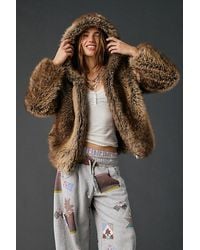 Urban Outfitters - Uo Sloanne Faux Fur Zip-Up Hooded Jacket - Lyst