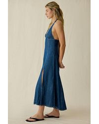 Kimchi Blue Kimchi Hailey Halter Denim Dress in Blue | Lyst