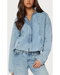 Edikted - Jaysi High Neck Denim Bomber Jacket - Lyst