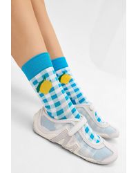 Happy Socks - Gingham Lemon Socks - Lyst