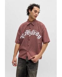 Ed Hardy - Uo Exclusive Red Check Relaxed Shirt - Lyst