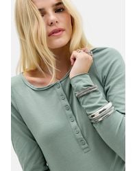 Urban Outfitters - Uo Boat Neck Long Sleeve Henley Tee - Lyst