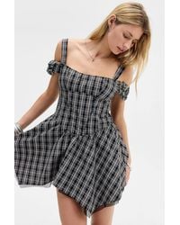 Silence + Noise - Silence + Noise Draped Check Corset Mini Dress - Lyst
