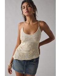 Urban Outfitters - Uo Brittney Beaded Embroidered Lace-Up Open Back Tank Top - Lyst