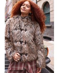Urban Outfitters - Uo Betti Faux Fur Duffle Coat Jacket - Lyst