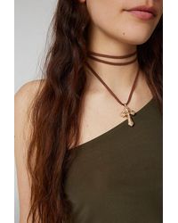 Urban Outfitters - Etched Cross Corded Wrap Necklace - Lyst
