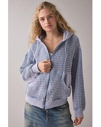 BDG - Field Day Waffle Knit Zip-Up Hoodie Sweatshirt - Lyst