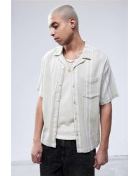 Urban Outfitters - Uo Ecru Stripe Crinkle Shirt - Lyst