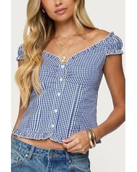 Edikted - Dorothie Gingham Button Up Top - Lyst