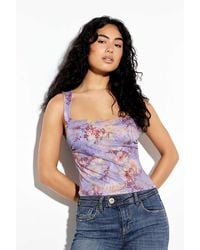 Urban Outfitters - Uo Elora Floral Mesh Top - Lyst