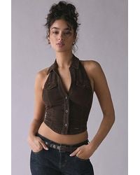 BDG - Polly Corduroy Slim Button-Up Halter Top - Lyst