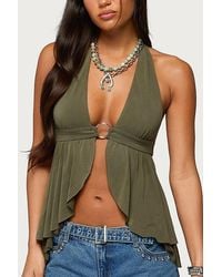 Edikted - Skye Backless Split Front Halter Top - Lyst
