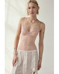 Out From Under - Felicia Lace Trim Mesh Bodysuit - Lyst