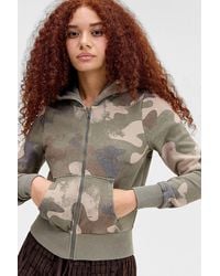 Urban Outfitters - Uo Camo Crop Zip-through Hoodie Xs At - Lyst
