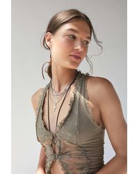 Urban Outfitters Uo Sylvia Lace Cropped Tank Top - Grey